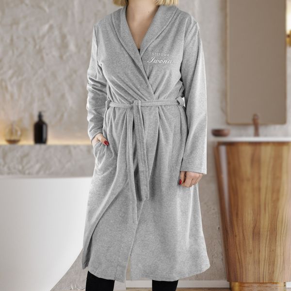 Zestaw prezentowy dla szefowej szlafrok M i ręcznik z haftem+ filiżanka zdjęcie 3