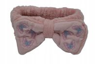 Opaska kosmetyczna do makijażu plusz motyle różowa