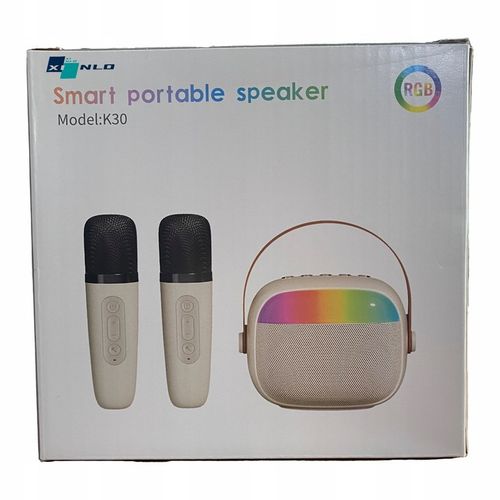 PRZENOŚNY GŁOŚNIK KARAOKE RGB 2 MIKROFONY USB SD MINI JACK BLUETOOTH na Arena.pl