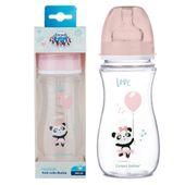 CANPOL Butelka szeroka antykolkowa EasyStart 300ml 12m+ EXOTIC różowa
