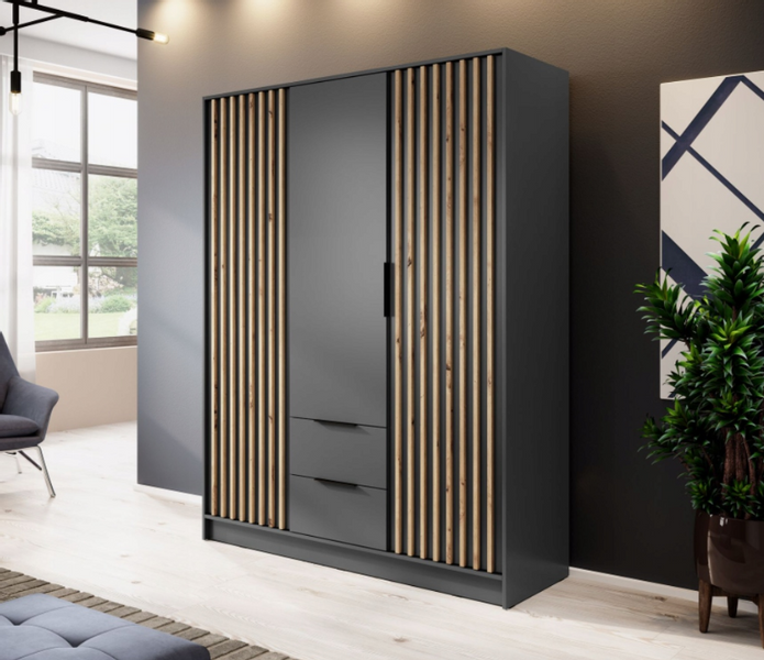 Szafa Lamele 155cm Grafit NELA PS zdjęcie 1