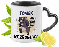 Kubek Czarny Z Uszkiem W Kształcie Serca Dla Tomka Idealny Na Prezent