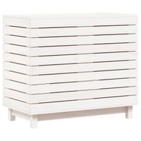 Kosz na pranie, biały, 88,5x44x76 cm, lite drewno sosnowe