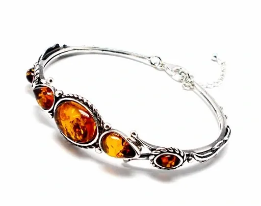 BRANSOLETKA SREBRNA Z BURSZTYNEM zdjęcie 4