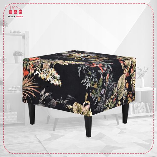 Fotel uszak ARI PRINT z podnóżkiem, skandynawski Family Meble welurowy na Arena.pl