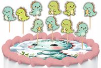 TOPPERY NA TORT OZDOBNE DEKORACJA ZESTAW - DINO DINOZAURY 10szt.