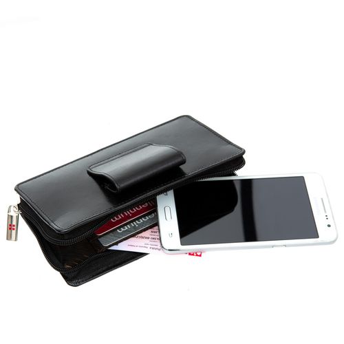 ALBATROSS etui skórzane płaskie na telefon ze szlufką na pasek J010 czarne na Arena.pl