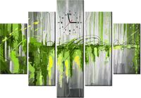 105CM 150CM ZEGAR 5 ELEM ZIELONY WODOSPAD DRUK OBRAZ