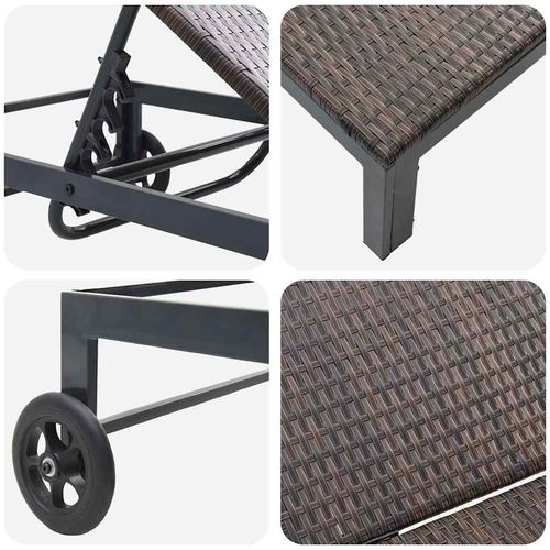 Leżak z poduszką 2 pcs Brązowy 40 x 39 x 40.5cm polirattan na Arena.pl