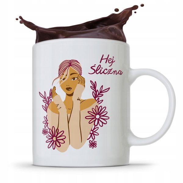 Kubek Prezent Dla Dziewczyny Hej Śliczna Z Nadrukiem Ze Zdjęciem zdjęcie 1