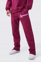 BORDOWE SPODNIE DRESOWE OCIEPLANE KLASYCZNE PROSTE NADRUK BOOHOO S