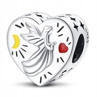Zawieszka SREBRO 925 Charms Koralik Anioł Serce