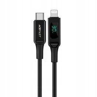 Kabel przewód w oplocie z ekranem LED do iPhone MFI USB-C - Lightning 1.2m