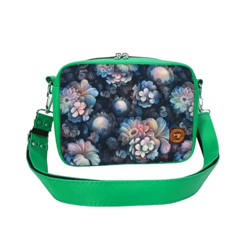 Torebka Damska Kwiaty - Kobieca Torebka Prostokątna Kolor ekoskóry - Zielony na Arena.pl
