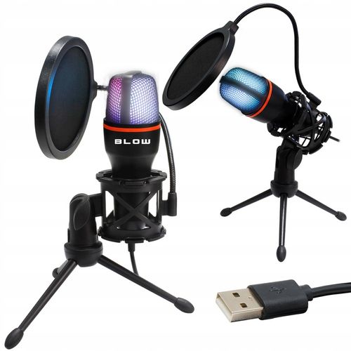 MIKROFON DO KOMPUTERA POJEMNOŚCIOWY GAMINGOWY STUDYJNY KARAOKE FILTR USB na Arena.pl