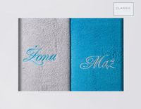 Komplet ręczników 2 szt. 70x140 MĄŻ ŻONA popielaty turkusowy