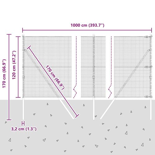 Ogrodzenie z słupkami Srebrny 1.2 x 10 m Stal na Arena.pl