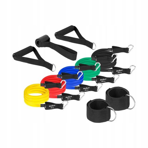 Gumy oporowe ekspandery zestaw do ćwiczeń rehabilitacji 80kg uchwyt na Arena.pl