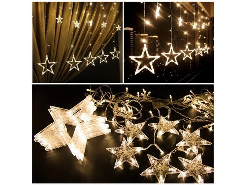 Kurtyna gwiazdki 138 led lampki gwiazdy lampki ciepły biały na Arena.pl