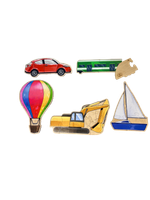 Drewniane puzzle progresywne - Pojazdy