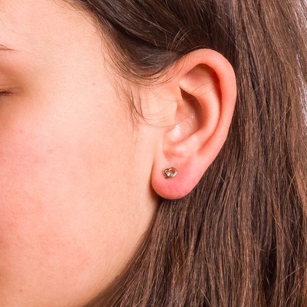 Złote Kolczyki Sztyfty Serce zdjęcie 4