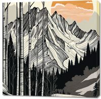 Obraz 100x100cm Drzeworys Górski