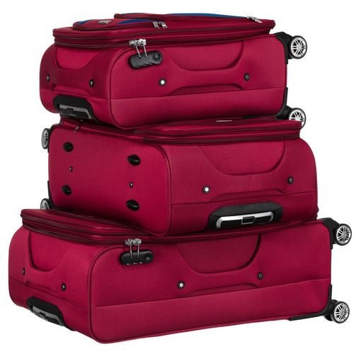 zestaw walizek podróżnych w czerwono-niebieskim kolorze z wysuwaną na Arena.pl