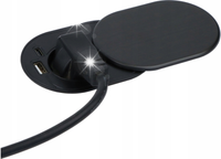 GNIAZDO MEBLOWE BIURKOWE 230V z USB A+C CZARNE
