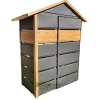 Wiata śmietnikowa dwuspad 1,5x0,5m antracyt z drewnem ID412