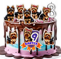 OPŁATEK ZESTAW URODZINOWY POSTACIE NA TORT - PIES YORKSHIRE TERRIER + IMIĘ