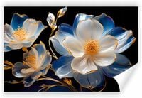 Fototapeta PREMIUM STRUKTURA ZMYWALANA NA WYMIAR biało niebieskie kwiaty