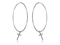 Eleganckie srebrne kolczyki gładkie koła kółka 5cm z krzyżykiem srebro 925 PTRINGKR15_50