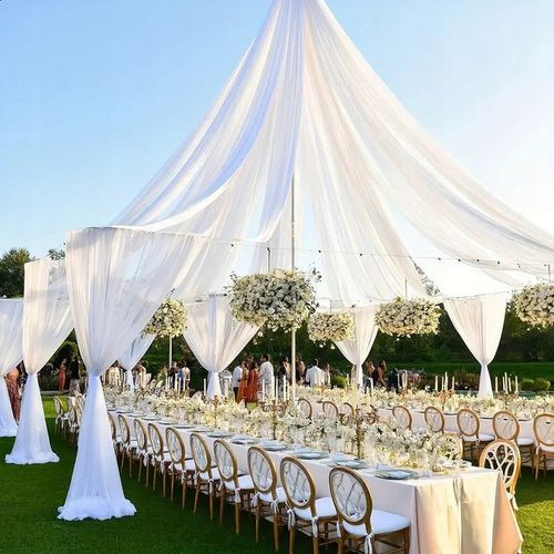 materiał biały 10m do dekoracyji ślubu, wesela. Dekoracja na roczek chrzest na Arena.pl