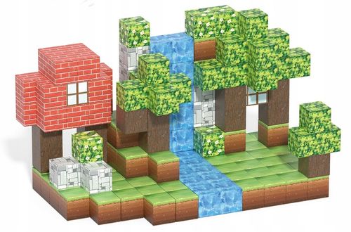Klocki magnetyczne 3D kostki budowlane sześciany Piksele DUŻY Zestaw 154 el na Arena.pl