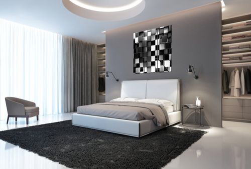 Obraz Na Płótnie 90X80 Czarne I Białe Bloki 3D na Arena.pl