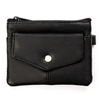 czarna kluczówka ze skóry naturalnej z kieszonkami na suwak