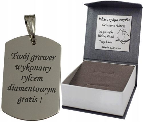SREBRNY NIEŚMIERTELNIK ZAWIESZKA PR. 925 + GRAWER ZDJĘCIE + PUDEŁKO na Arena.pl