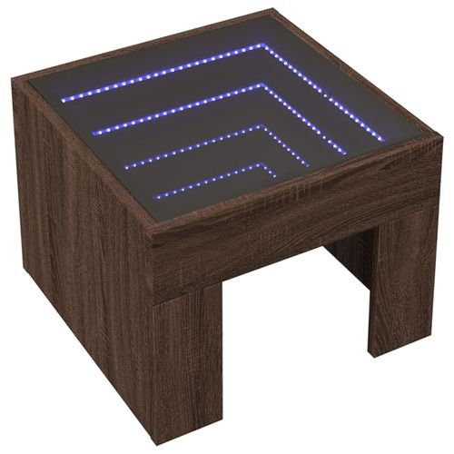 Stolik nocny z LED Infinity, brązowy dąb, 40x40x30 cm na Arena.pl