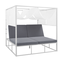 Łóżko ogrodowe z baldachimem biało-szare PALLANZA