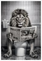 PLAKAT BEZ RAMY do Łazienki WC Toalety LEW NA KIBLU gazeta P2537_40x50