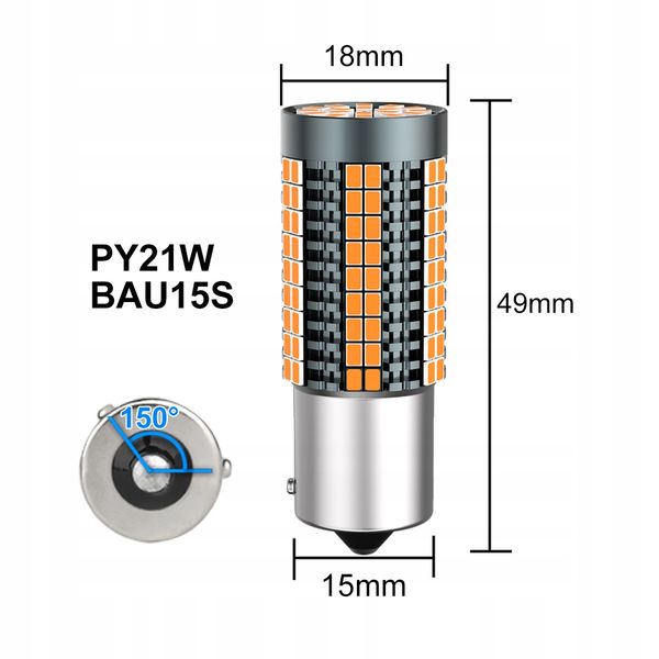 ŻARÓWKA PY21W LED XSTORM POMARAŃCZOWA KIERUNEK CAN zdjęcie 3