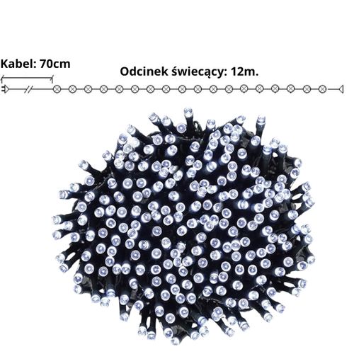 DŁUGIE LAMPKI CHOINKOWE ŚWIATEŁKA ŚWIATECZNE OZDOBNE BIAŁY ZIMNY 200LED na Arena.pl
