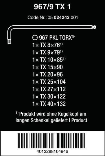 zestaw kluczy imbusowych trzpieniowych torx - w05024242001 na Arena.pl