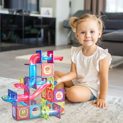 Klocki Magnetyczne 3D Świecące Konstrukcyjne Edukacyjne 83 elementy na Arena.pl