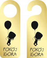 ZAWIESZKA NA DRZWI hotelowa ZŁOTA plexi z twoim TEKSTEM nadrukiem UV