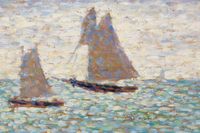 Plakat 30x20cm Two Sailboats, Seurat Vintage do Salonu