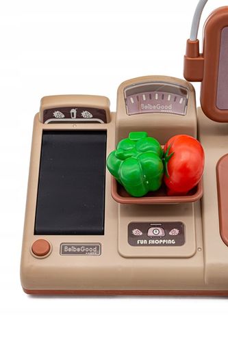 Kasa Fiskalna Edukacyjna Sklepowa Waga Koszyk Czytnik Kodów Monety Mikrofon na Arena.pl