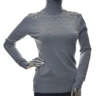 Damski golf sweter z golfem perełkami perełki UNI