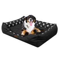 Legowisko dla psa "Puffy", kolor czarny w łapki, rozmiar L