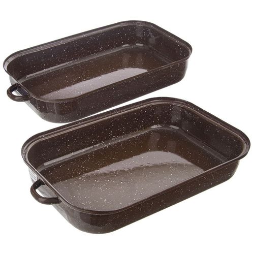Brytfanna emaliowana z pokrywką prostokątna BROWN 14 l, 46x27,5 cm na Arena.pl